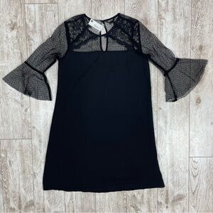 Reitmans S Black Mesh Sleeve Little Black Cocktail Black Evening Dress